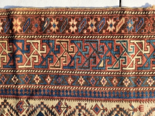 Rare Antique 19th c. Caucasian Dagestan Shirvan Rug.  Good Even Pile. See photos for condition, it has one area of fold wear, some loss to selvage, one small hole. Nice drawing  ...