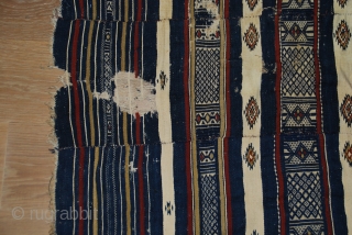 Old african textil Fulani 240cmX162cm ,you can see some damages on the pictures.                    