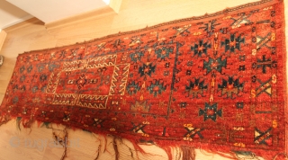 Turkmen Torba.Natural colors.19th Century.Good Condition.soft wool.finely woven. No repair.Clean and hand washed.size 1.70cm x 0.45cm                  