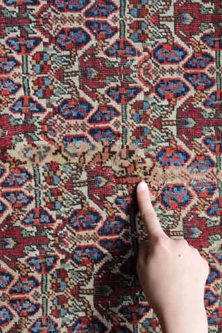 Wonderful antique afshar with rare floral design  finely woven  circa 1880, all dyes natural, original flat weave ends and original sides, in lovely condition ( ! old 5cm . 3repairs  ...