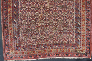 Wonderful antique afshar with rare floral design  finely woven  circa 1880, all dyes natural, original flat weave ends and original sides, in lovely condition ( ! old 5cm . 3repairs  ...