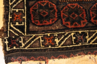 Antique Baluch bagface natural colors 19th Century Soft silky wool Clean and hand washed . 2 cm old repair [photo 3] . Size 0.75cm x 0.78cm       