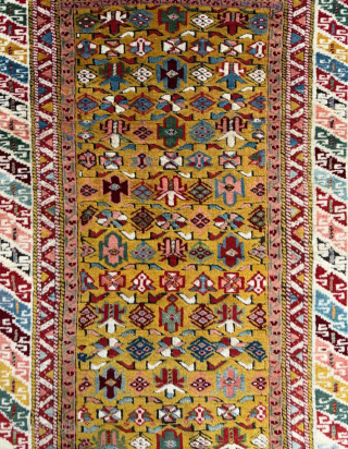 Middle of the 19th Century Kuba Shirvan Rug. İn good condition. Has a rare yellow background. Please send me direct mail. 
emreaydin10@icloud.com
0090 + 544 374 10 98      
