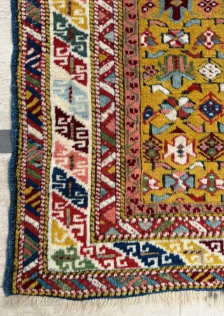 Middle of the 19th Century Kuba Shirvan Rug. İn good condition. Has a rare yellow background. Please send me direct mail. 
emreaydin10@icloud.com
0090 + 544 374 10 98      