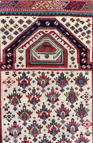 Shirvan Prayer Rug Circa 1850 size 92x140 Cute size.                        