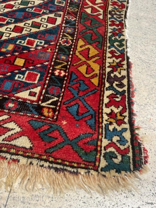 Dated Gendje Caucasian Rug. Cute size. Dated. Great Colours! Size 75x128 cm                     