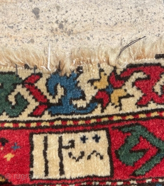 Dated Gendje Caucasian Rug. Cute size. Dated. Great Colours! Size 75x128 cm                     