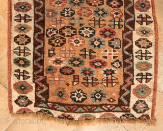 Stardust from Konya…Beautiful, antique probably mid 19th century, little runner from Anatolia (161x61cm). Look at those eight pointed multicolors in ectagons stars…look at that smooth, relaxing apricot field…look at that knotting…Reduced but  ...