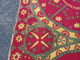 Tashkent Suzani [Sun and Moon], 1850s, 4ft8ins by 8ft                        
