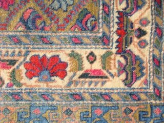 interested in udentifying the type of carpet, age, and value.
warp- wool.
edge and fringes refurbished.                   