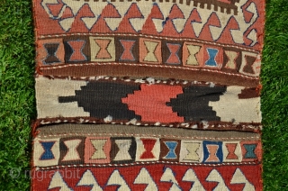 Antique Varamin Kurd kilim khorjin. Circa 1900. 4 ft. 2 in. X 1 ft. 10-1/2 in. Natural colors. Very good condition. See Reinisch "Sattel Taschen" Pl. 32 and Jenny Housego's "Tribal Rugs"  ...
