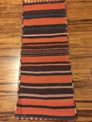 Antique kilim khorjin, Kurds of Varamin.. 52” X 21”. Circa 1900. All natural dyes. Complete and in excellent original untouched condition.            