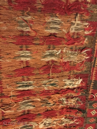 Baluch trapping, 72"x11" . First 1/2 20th C. All wool. Natural colors. Goat hair edge wrapping. Decorative tassels. Weft substitution weave. Nearly perfect condition.         