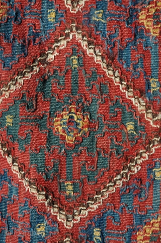 Uzbeki 1/2 kilim khorjin. Circa 1900. 65” X 33”.  Saturated natural dyes. Excellent condition. Ex Michael Craycraft.               