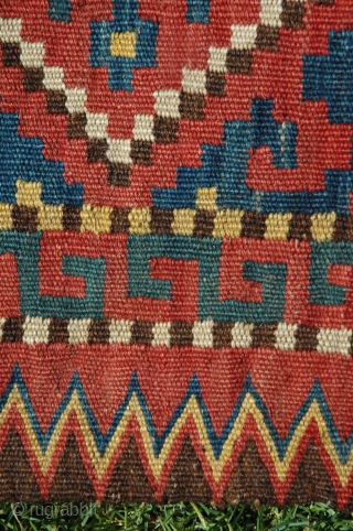 Uzbeki 1/2 kilim khorjin. Circa 1900. 65” X 33”.  Saturated natural dyes. Excellent condition. Ex Michael Craycraft.               