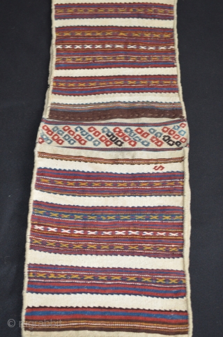 Varamin or Kordi flatwoven khorjin. 3’9-1/2”X1’3-1/2”. First 1/4 20th C. Wool. All natural colors. Excellent condition. Favorable price.               