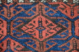 Antique Baluch pile rug. 5'1" X2'10". Wool. Beautiful natural dyes. Excellent condition with original finishes including kilim ends and intact selvedges. Price includes shipping in USA.       