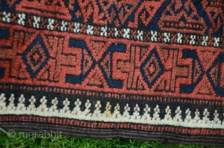 Antique Baluch pile rug. 5'1" X2'10". Wool. Beautiful natural dyes. Excellent condition with original finishes including kilim ends and intact selvedges. Price includes shipping in USA.       