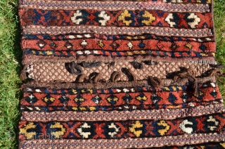 Antique Kyrgyz khorjin. 3 ft. 8 in. X 1 ft. 11-1/2 in. Circa 1900. All natural dyes. Complete and in excellent condition.           