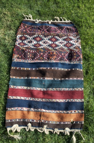 East Anatolian çuval (kilim-flatweave), 2'9" X 2'4". Circa 1900. Adiaman/Marash area. Beautiful natural colors. Excellent condition. Opened along sides.              