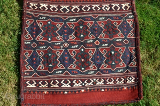 Rare antique Karayagci (Western Anatolia) heybe. 5'1" X 1'8". Circa 1900. Wool with cotton design elements. Deeply saturated natural dyes. Maintained in nearly perfect condition. For comparisons see Pinkwart and Steiner "Bergama  ...