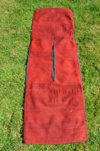 Rare antique Karayagci (Western Anatolia) heybe. 5'1" X 1'8". Circa 1900. Wool with cotton design elements. Deeply saturated natural dyes. Maintained in nearly perfect condition. For comparisons see Pinkwart and Steiner "Bergama  ...