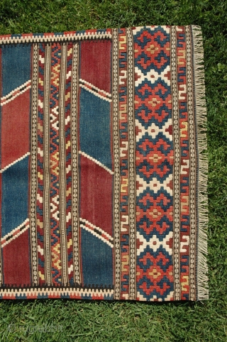 Manastir kilim yastik. 3'4" X 1'11-1/2 in. Circa 1900. Wool and cotton. Natural colors. Excellent condition.                 