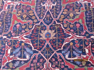 Antique Garrus Bidjar carpet with arabesque design, circa 1870, wool foundation, measuring 7'-5" x 13'-6",a symphony of color and design, truly a Kurdish masterpiece.         
