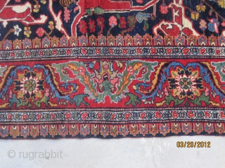 Antique Garrus Bidjar carpet with arabesque design, circa 1870, wool foundation, measuring 7'-5" x 13'-6",a symphony of color and design, truly a Kurdish masterpiece.         