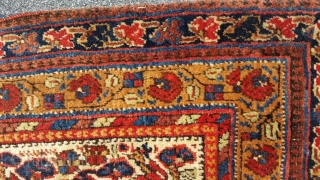 Antique Afshar rug from Sirjan area,circa 1850s,4'-9" × 5'-6", good condition, fantastic colors,wonderful border. Similar rug can be found in a book named  Visions of Nature by Jim Burns plate 61. 