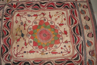 Kantha with beautiful veg colour and beautiful Padam in center .                      