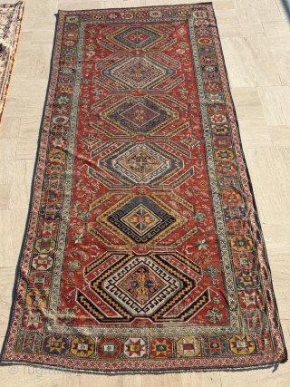 Circa 1870 Sumak Carpet . Size : 148 x 313 cm                      