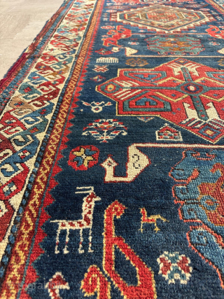 Circa 1870's Shirvan Runner. Size: 110 x 315 cm                        