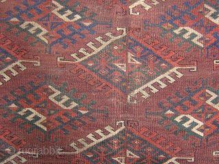 19th Century Yomud main carpet very nice green color and yellow som old Repair in the center the rest in good condition.           