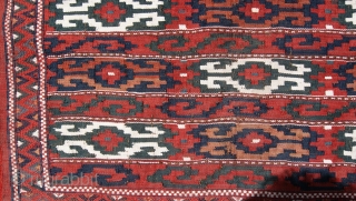 19th century yomud chuval kilim good condition nice colors.                        