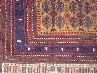   nice baluch prayer rug with really nice colors and design 19th centery and there is some repair on the field.           