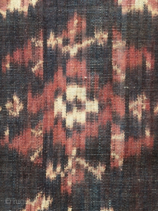 Flores sémba men’s shouldercloth

Indonesia, Flores, Ende; 1920 – 1940

Technique: Handspun cotton, natural dyes, warp ikat

This is an unusual and rare large textile made up of two long panels joined together along the  ...