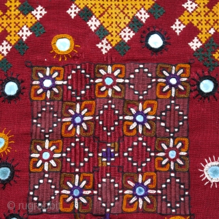 Rajasthan Sindh Embroidered Cover

Dowry cloth, pillow cover

Rajasthan, Jaisalmer, Sindh people, Mahar group, 20th century

Hand woven cotton, cotton and silk floss, mirrors, khaarek, interlacing and jat embroidery

A highly decorative squarish piece of lavish  ...