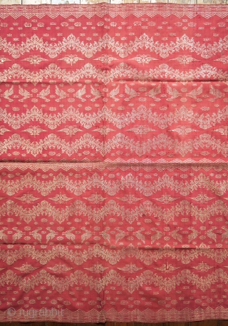 Balinese Silk Songket Hip Wrapper (Kamben)

Origin: Indonesia, Bali, Singaraja, 1900 -1920

Technique: Silk, silver-wrapped thread, supplementary weft weaving

Description: An elegant rose silk women’s hip wrapper (kamben), woven in the principality of Singaraja in  ...