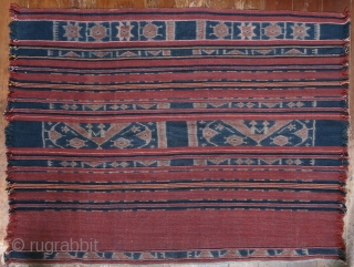 Indonesia | Bridewealth Ikat Panel

Lembata, Lamalera, Lamaholot people, mid 20th century

Handspun cotton, botanical indigo and morinda dyes, warp ikat

This is a lovely panel, made up of bands of ikat in three colours—indigo,  ...