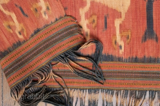 Sumba | Ikat Men’s Mantle with red dye (Hinggi Kombu)
 
Indonesia, East Sumba, Rende, before 1970

Handspun cotton, natural dyes, warp ikat, surface painting, twining

A gorgeous men’s mantle (hinggi) from Rende in east  ...