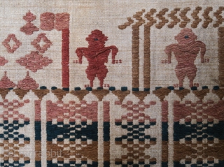 Lombok | Early 20th C ritual textile (pesujutan)
  
Indonesia, Lombok island, Sasak people, 1900 – 1925
 
Handspun brown cotton, botanical dyes, continuous and discontinuous supplementary weft weaving
 
A rare ritual cloth  ...