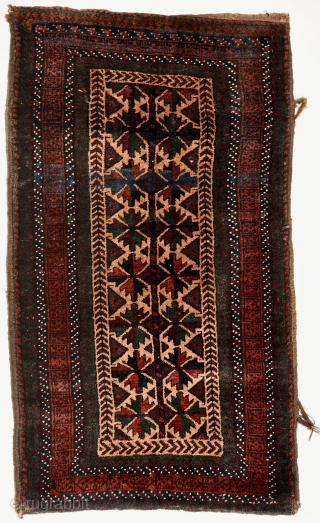 Baluch Balisht. Soft and shinny wool. Full pile, with a few blue knots. 87cm x 49cm                 