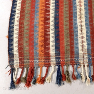 Qashqai jajim tapestry with little damage. Finely woven with all natural colors. 237 x 163 cm                 