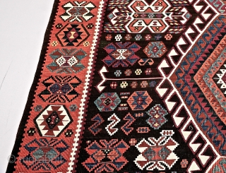 East Anatolian Kars Kagizman kilim. Probably early 1900’s. In perfect condition. All natural colors. 420 x 144cm/ 13'9.35" x 4’8.69"             