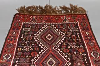 East Anatolian Kars Kagizman kilim. Probably early 1900’s. In perfect condition. All natural colors. 420 x 144cm/ 13'9.35" x 4’8.69"             