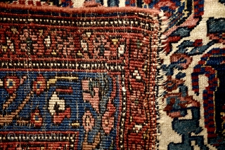Circa 1910's Persian Bijar. With wonderful endless Boteh pattern and magnificent natural colors. Low pile, untouched, as found. Wool on wool. 214cm x 136cm- 84" x 53"      