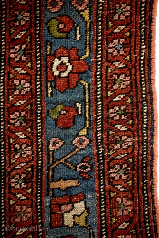 Circa 1910's Persian Bijar. With wonderful endless Boteh pattern and magnificent natural colors. Low pile, untouched, as found. Wool on wool. 214cm x 136cm- 84" x 53"      