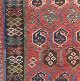Very fine, colorful, small format Kuba rug
3'3"x4'0"

An exceptionally charming piece!

Please inquire or visit me at my new gallery, Fazli's Rugs at 1412 Solano Ave, Albany, California       