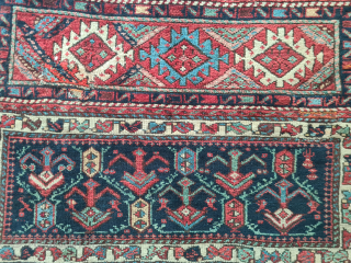 Antique rare Kurdish Sauj Bulag rug from northwestern Persia, likely made in or around the city of Mahabad. Beautiful natural colors. Late 19th century. Wool on wool. Two repairs (see photo). Collector's  ...